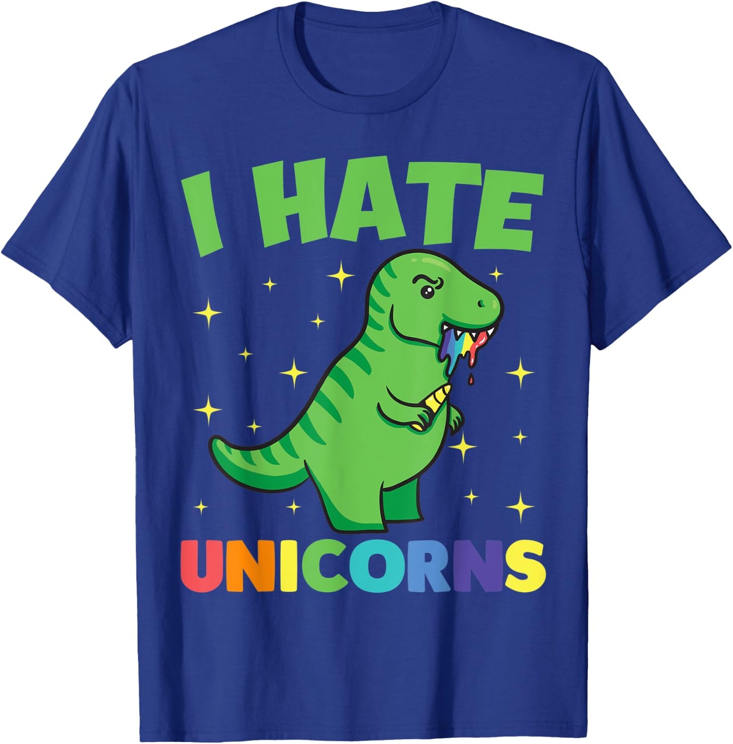 I Hate Unicorns Shirt with Dinosaur T-Shirt - T-Shirt | Royal