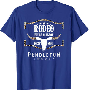 Pendleton Oregon Rodeo - Bulls & Blood Mud & Dust T-Shirt - T-Shirt | Royal