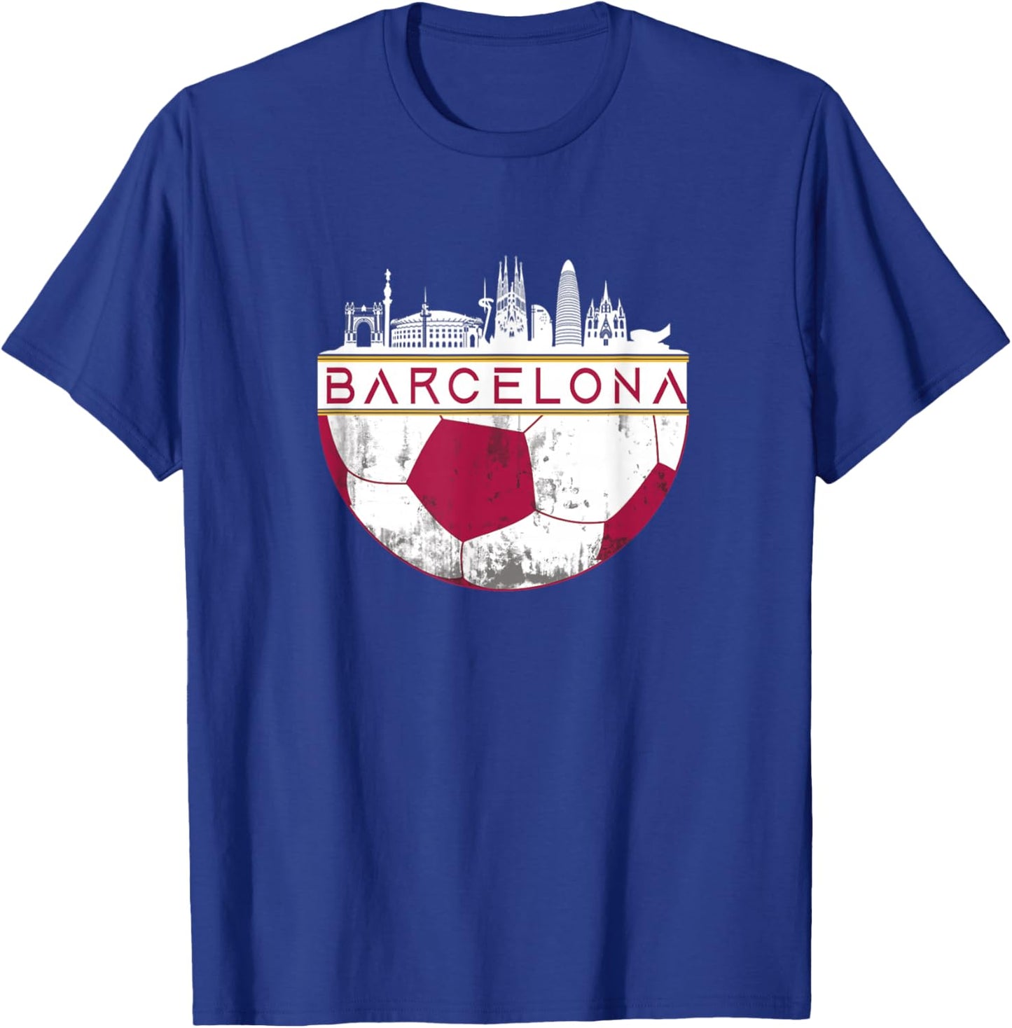 Barcelona City Skyline Soccer Sports Fans Cool T-Shirt - T-Shirt | Royal