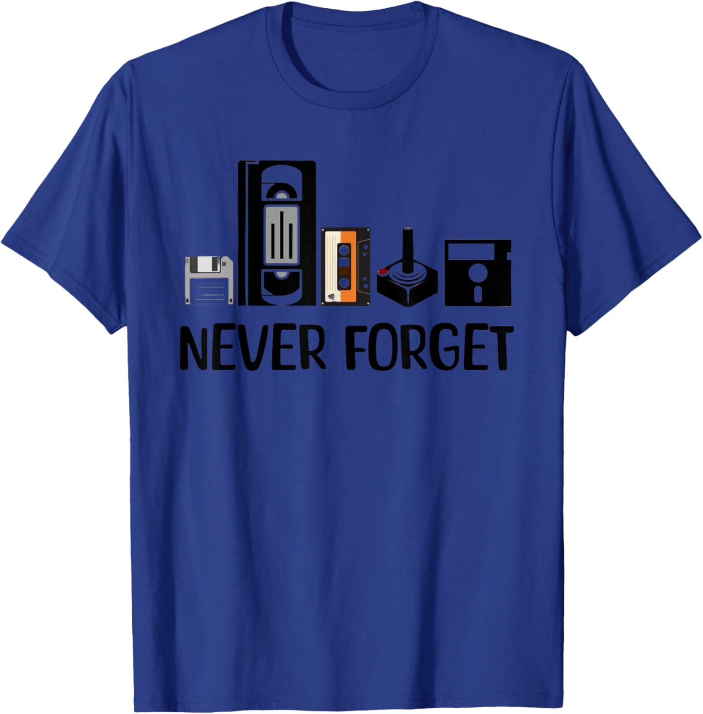 Never Forget Cassette Tape VHS Gamer Old School T-Shirt - T-Shirt | Royal