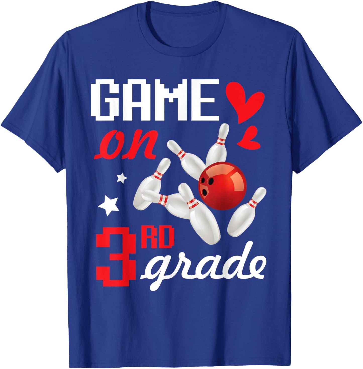 Bowling Bowler Student Back To School Day Game On 3rd Grade T-Shirt - T-Shirt | Royal