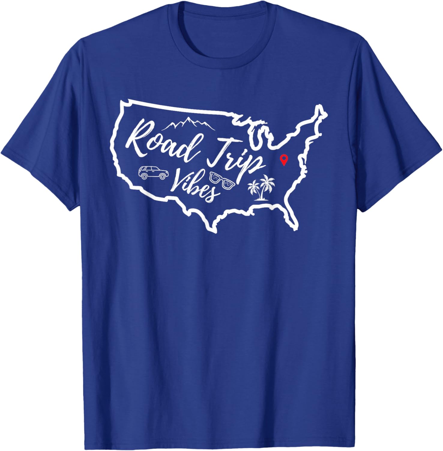 Road Trip Vibes Map USA Family Friend Girl Trip Vacation RV T-Shirt - T-Shirt | Royal