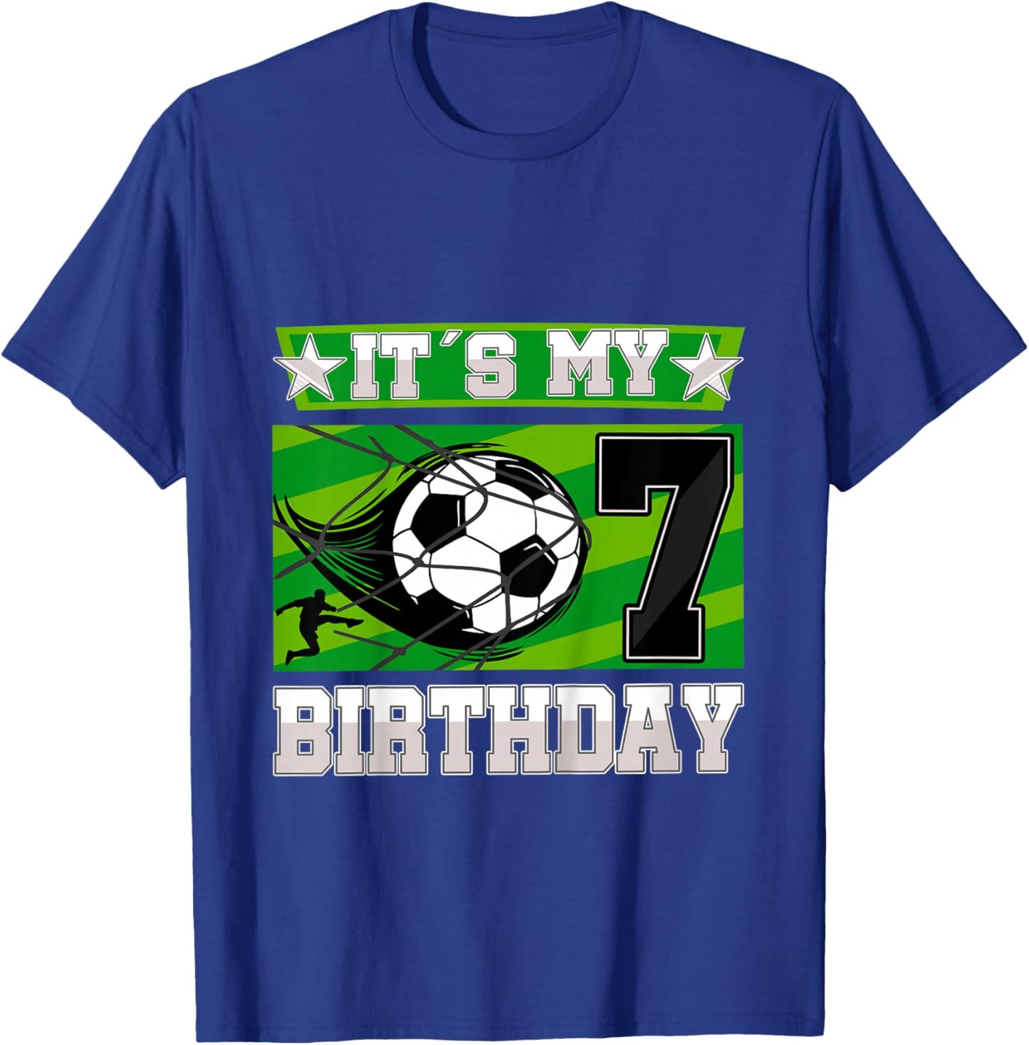 Soccer Birthday Party - 7th Birthday Boy 7 Years Old T-Shirt - T-Shirt | Royal