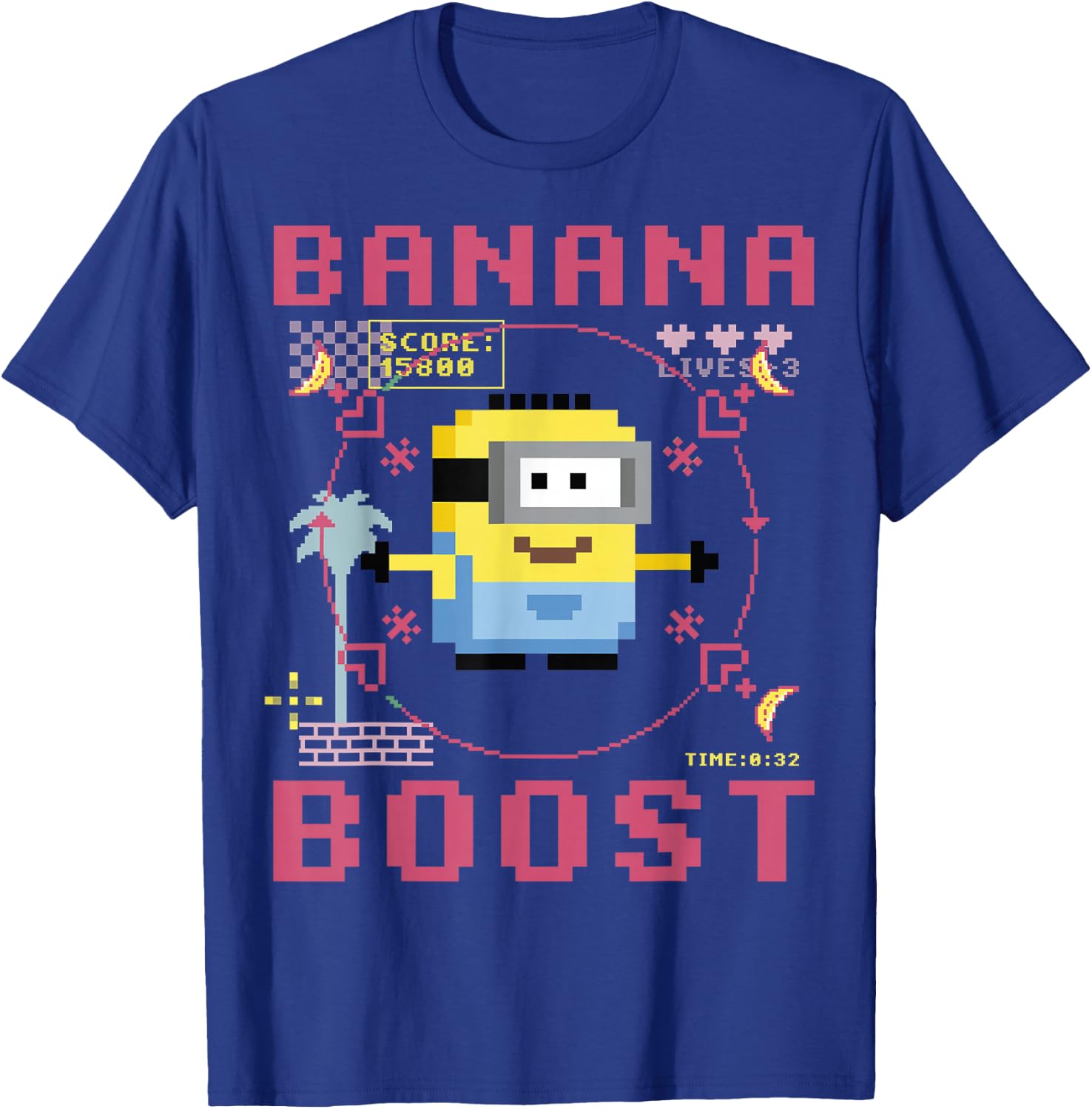Despicable Me Minions 8-Bit Banana Boost Graphic T-Shirt - T-Shirt | Royal
