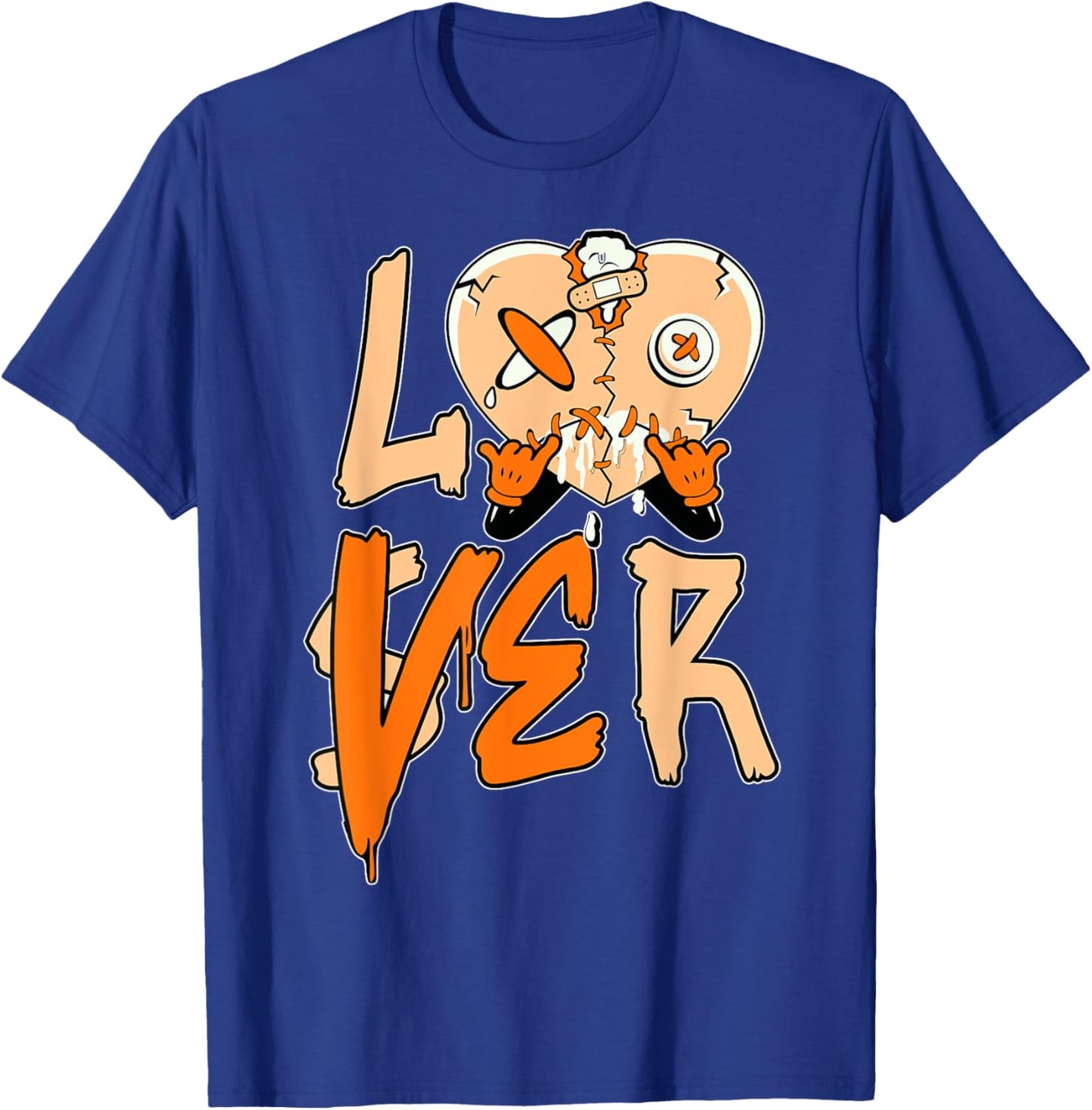 Orange Loser Lover Pink Drip Heart Matching Men Women T-Shirt - T-Shirt | Royal