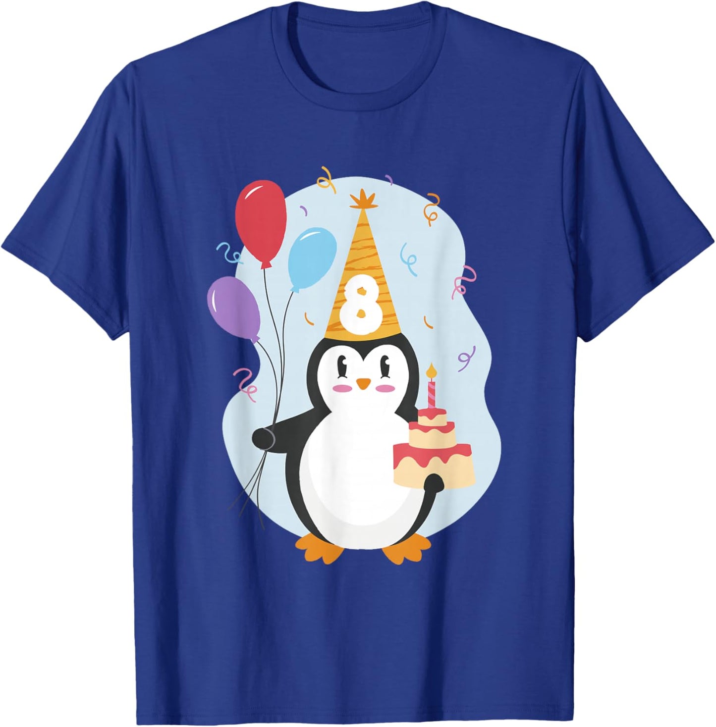 Pinguin Luftballon und Torte Kinder Geburtstag 8 Jahre Kind T-Shirt - T-Shirt | Royal