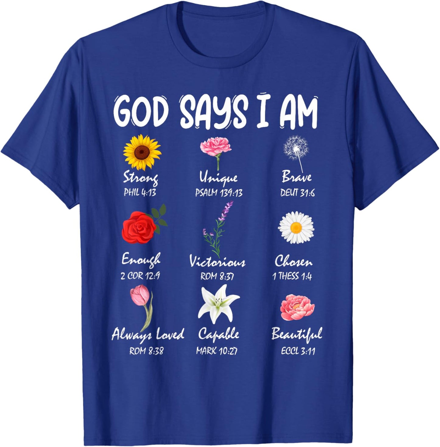 God Says I Am Cute Wild Flowers Women Girls Kids Christian T-Shirt - T-Shirt | Royal