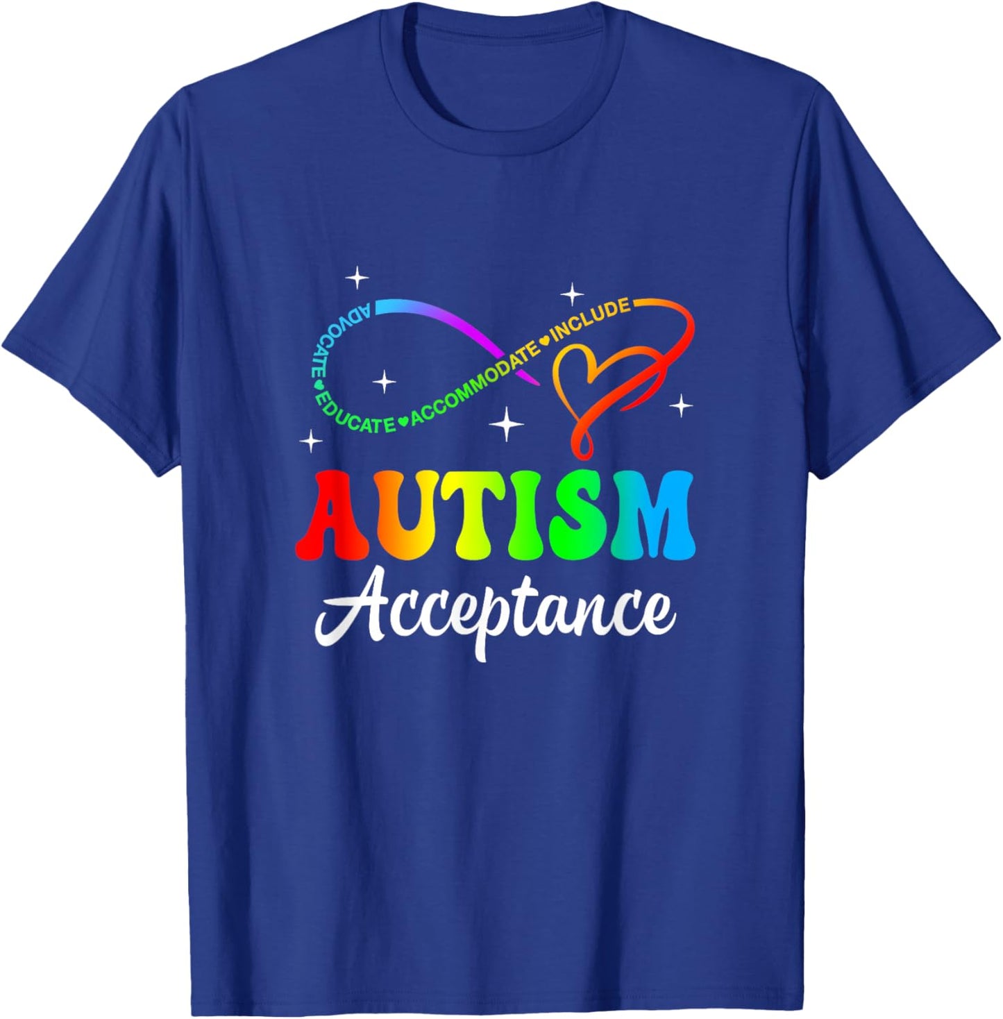 Autism Awareness Acceptance Infinity Symbol Men Women Kid T-Shirt - T-Shirt | Royal