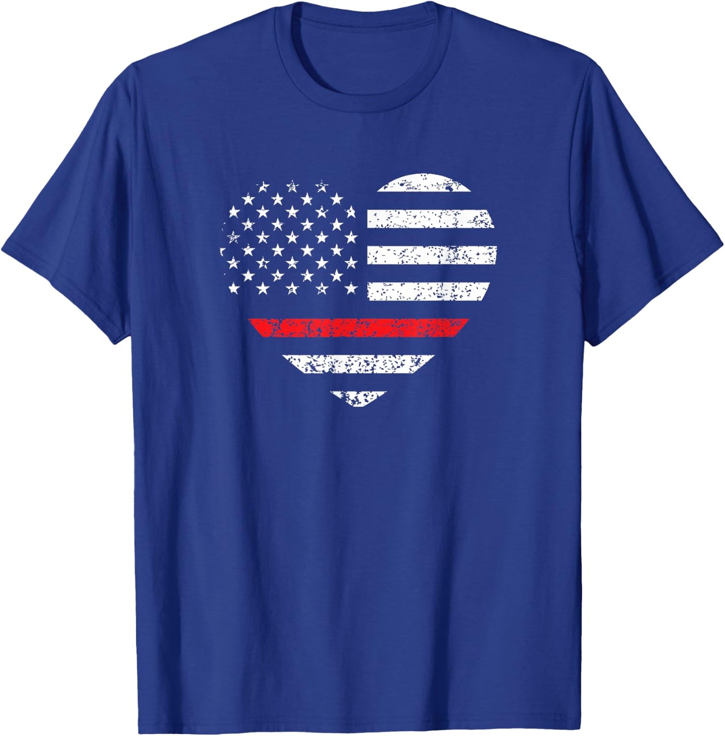 Firefighter Fireman Support - Thin Red Line Heart T-Shirt - T-Shirt | Royal