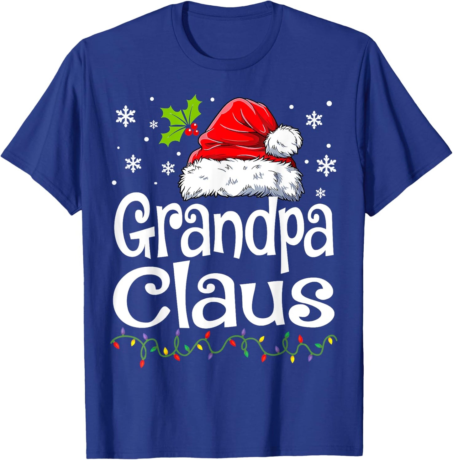 Grandpa Claus Shirt Christmas Lights Pajama Family Matching T-Shirt - T-Shirt | Royal