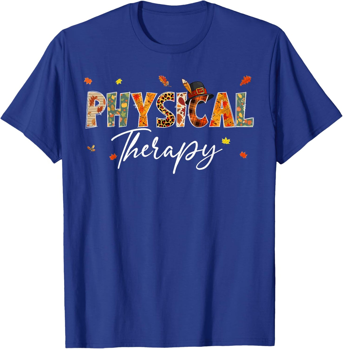 Funny Physical Therapy Pumpkin Autumn Tree Fall Leaves T-Shirt - T-Shirt | Royal