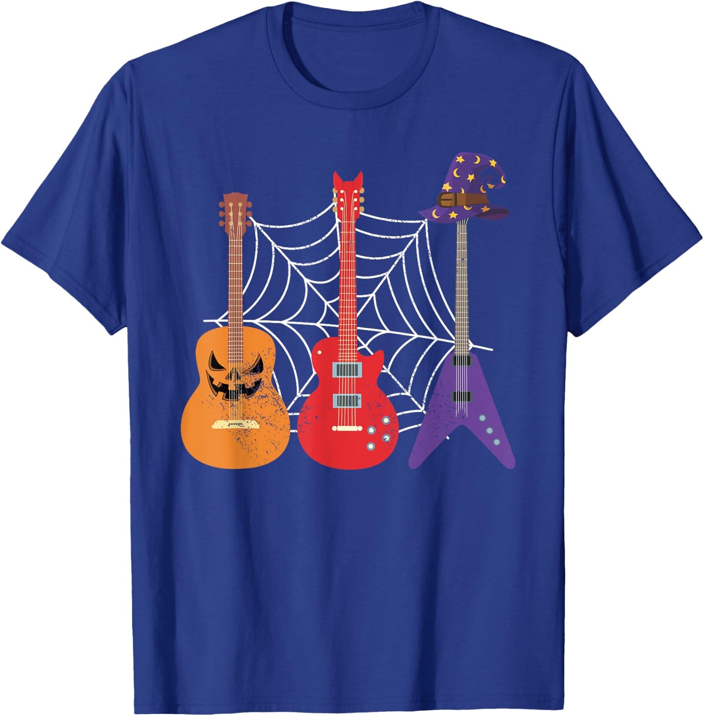 Trick Or Treat Music Guitar Guitarist Gift Spooky Halloween T-Shirt - T-Shirt | Royal