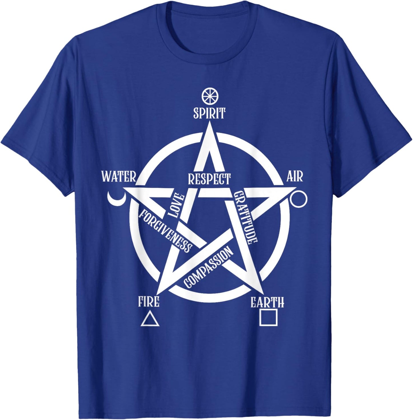 Spirit Water Fire Earth Air - Elemental Pentacle Witch T-Shirt - T-Shirt | Royal