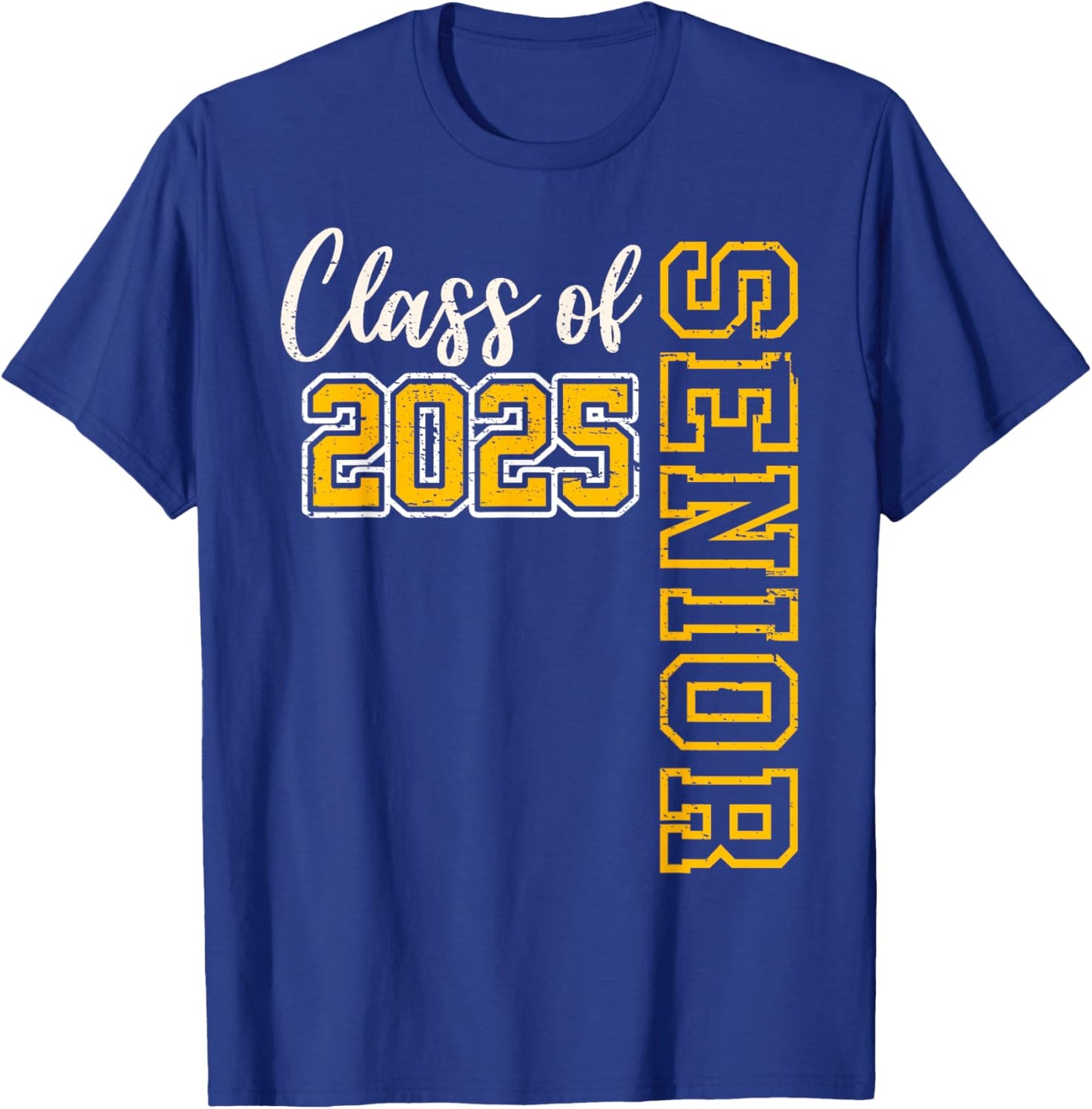 Class of 2025 Senior 25 High School Graduation Black Gold T-Shirt - T-Shirt | Royal