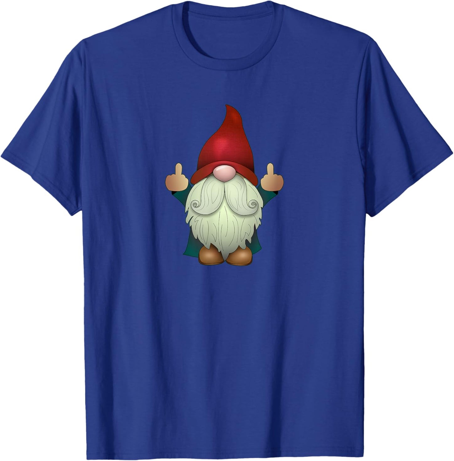 Sarcastic Middle Finger (Men & Women) Funny Garden Gnome T-Shirt - T-Shirt | Royal
