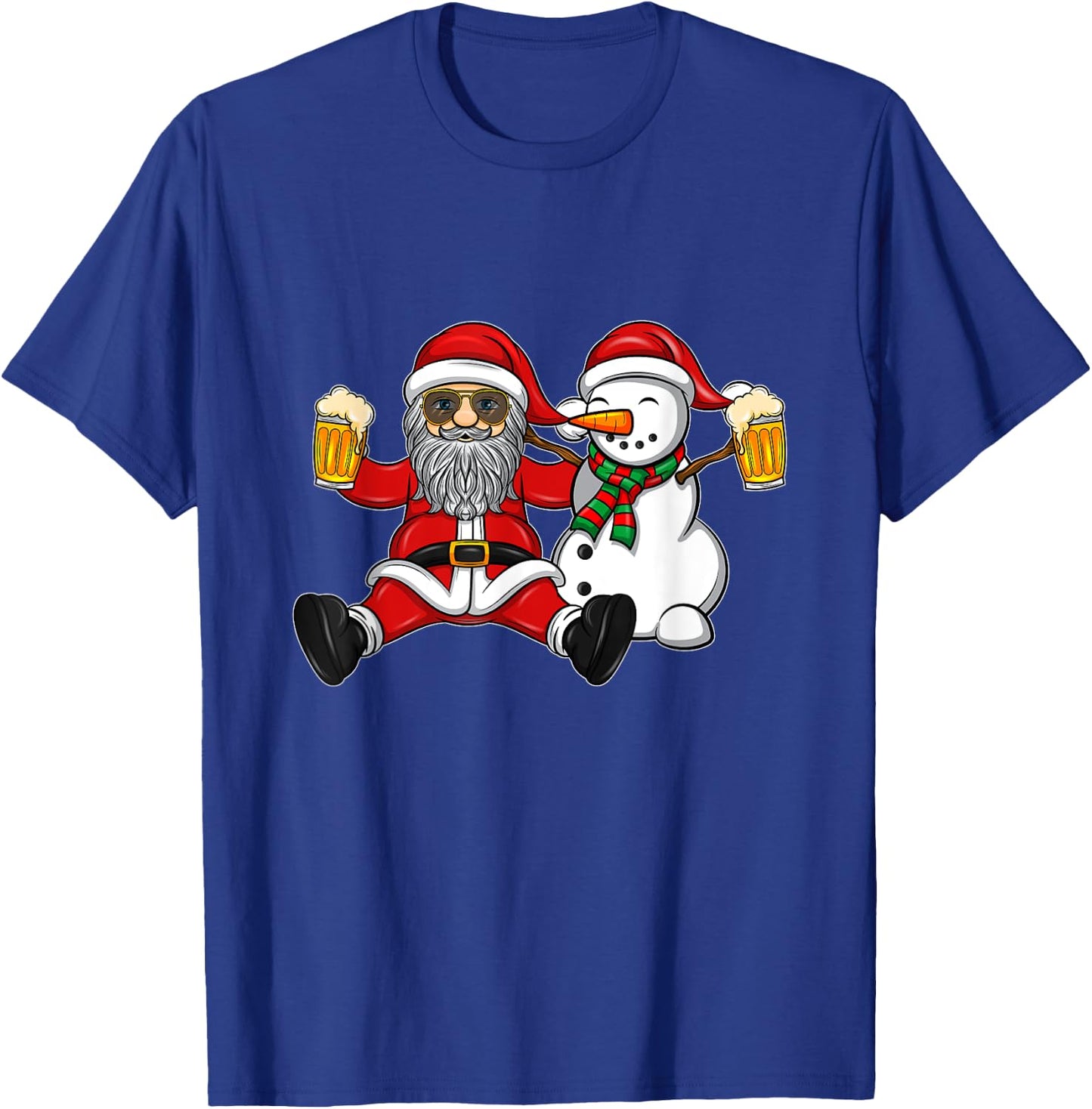 Beer Drinking Santa and Snowman T-Shirt - T-Shirt | Royal