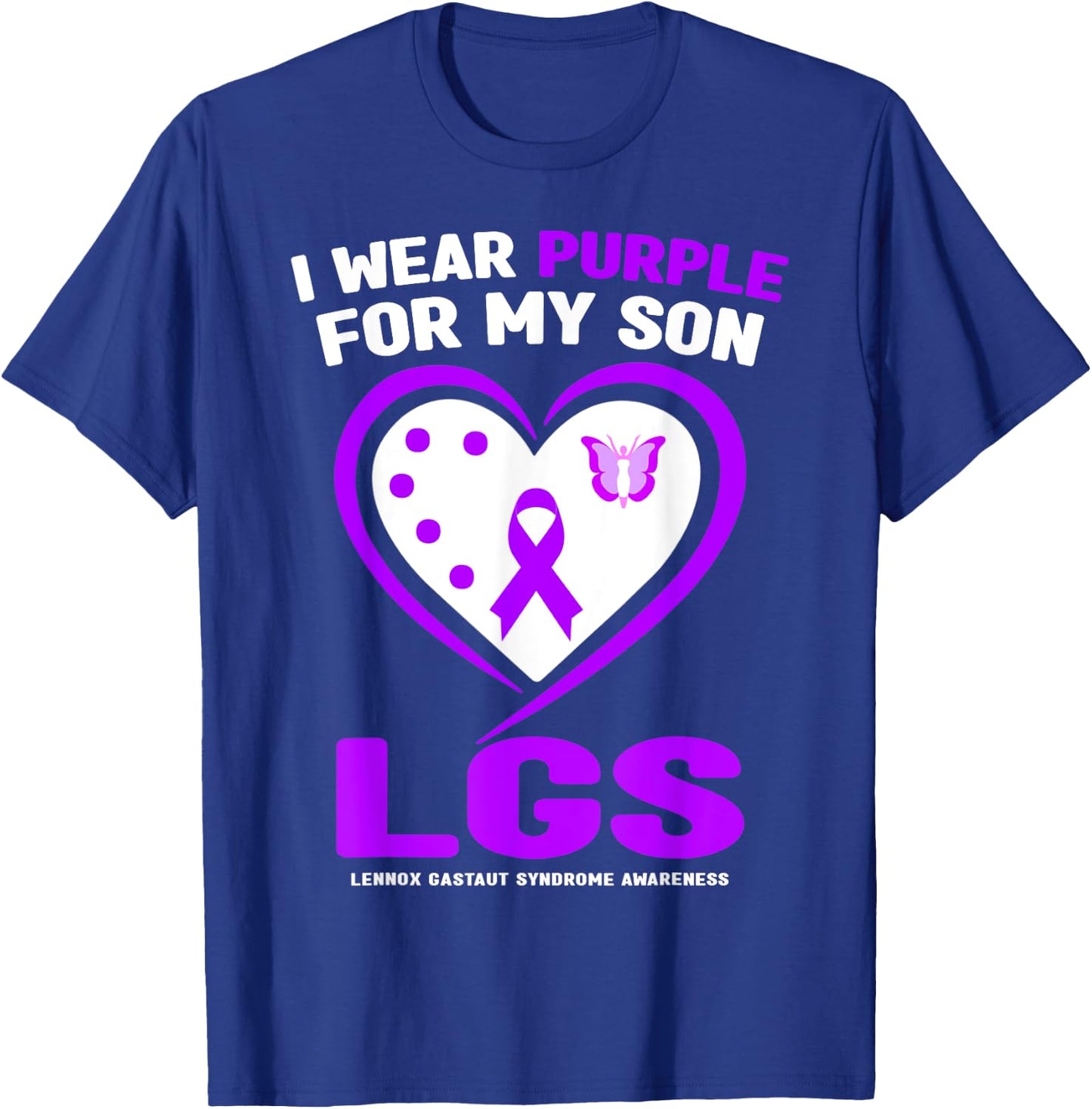 I Wear Purple For My Son Lennox Gastaut Syndrome Awareness T-Shirt - T-Shirt | Royal