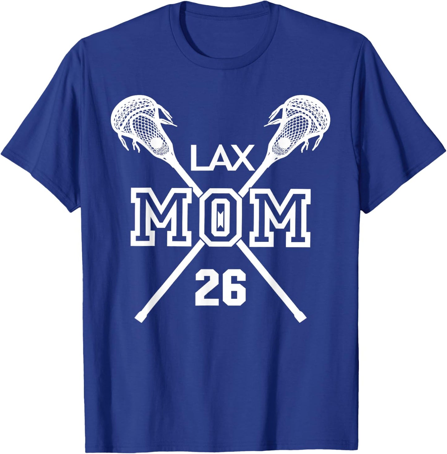 Proud Love Lacrosse Mom #26 LAX Player Number 26 Mothers Day T-Shirt - T-Shirt | Royal