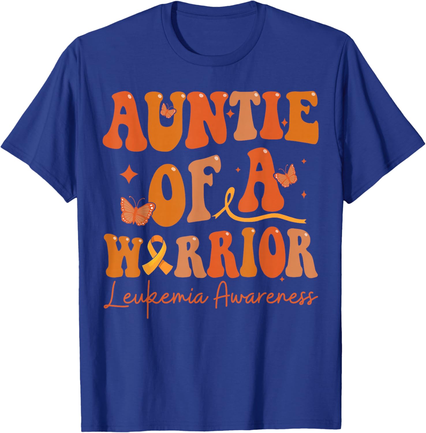 Auntie Of A Warrior Leukemia Awareness Family Matching T-Shirt - T-Shirt | Royal