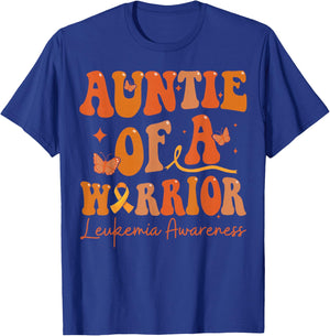 Auntie Of A Warrior Leukemia Awareness Family Matching T-Shirt - T-Shirt | Royal