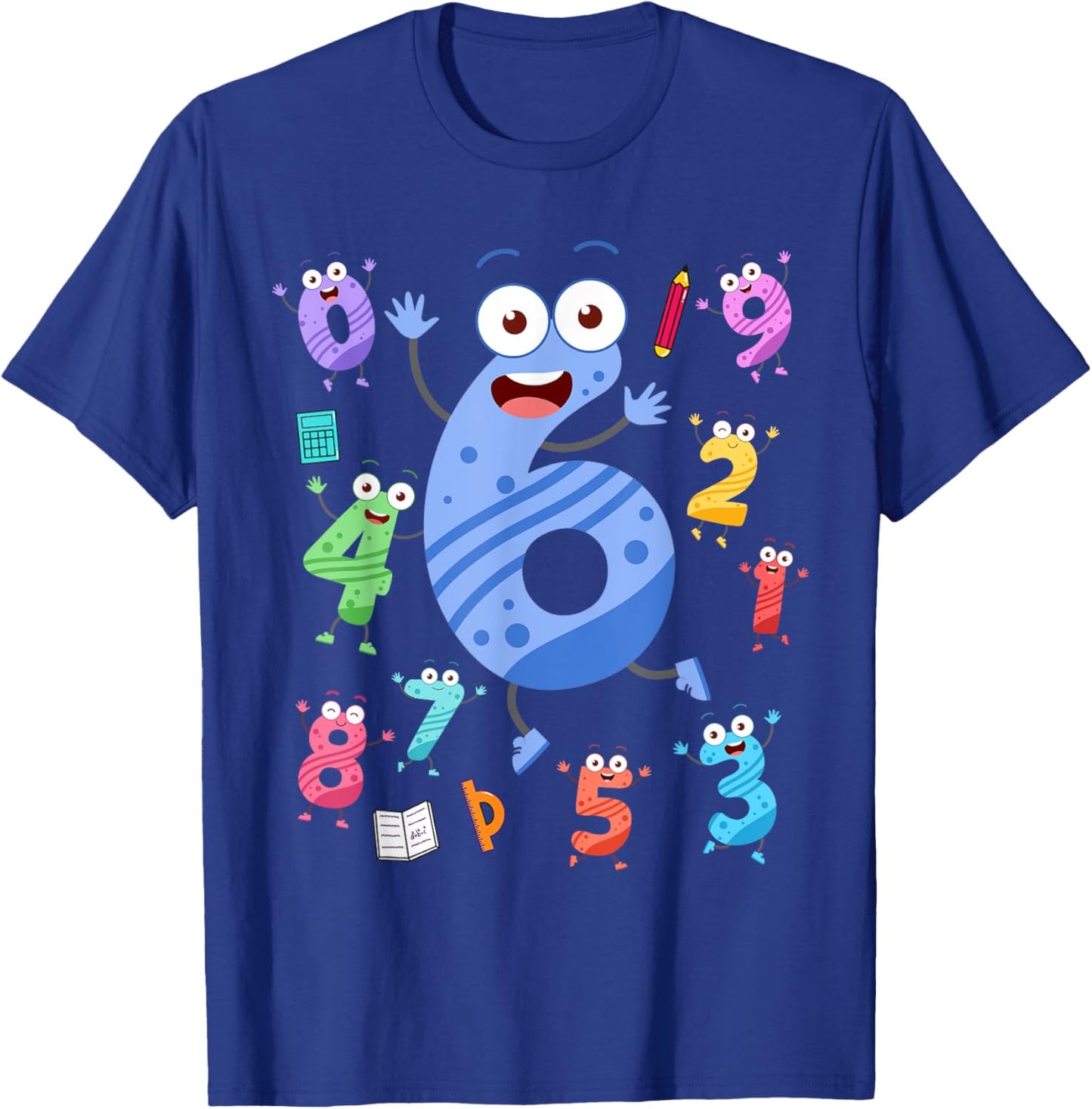 Maths Day Number Costume With Number 6 Idea For Kids Number T-Shirt - T-Shirt | Royal