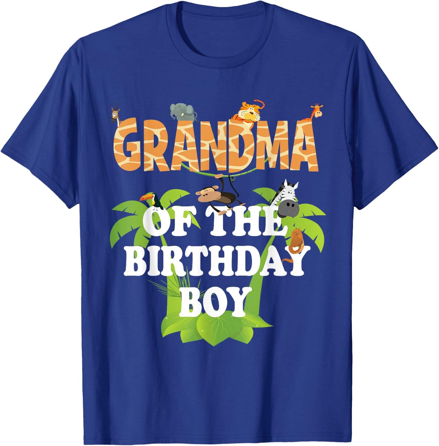 Grandma Of The Birthday Boy Zoo Theme Animal Party T-Shirt - T-Shirt | Royal