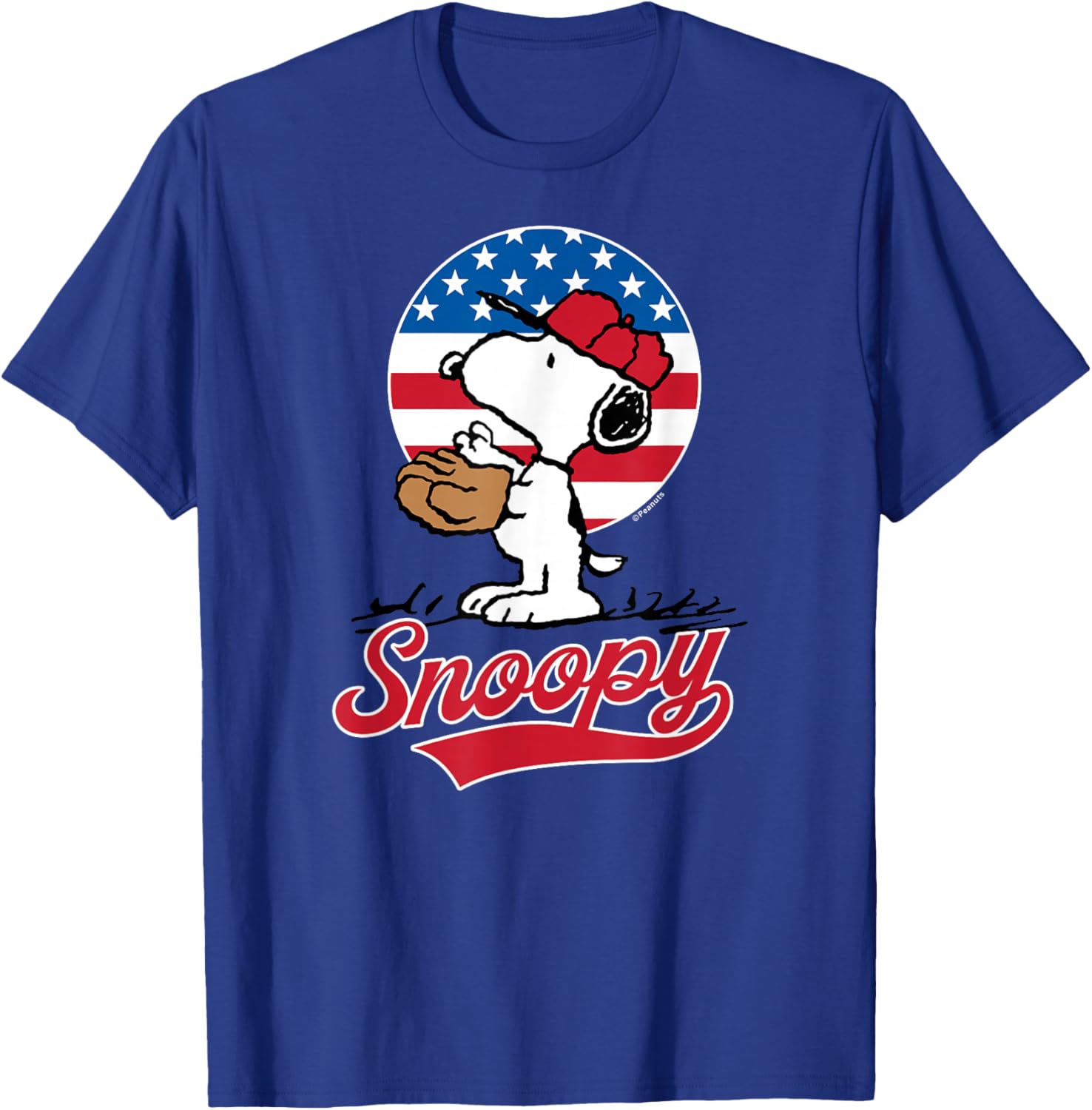 Peanuts - Snoopy Americana Baseball T-Shirt - T-Shirt | Royal