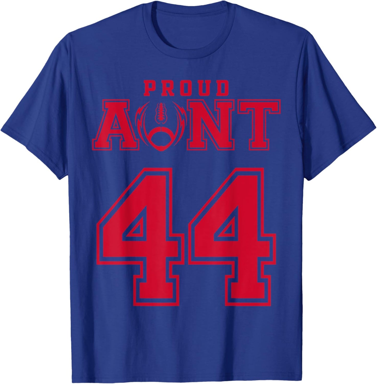 Custom Proud Football Aunt Number 44 R Personalized T-Shirt - T-Shirt | Royal