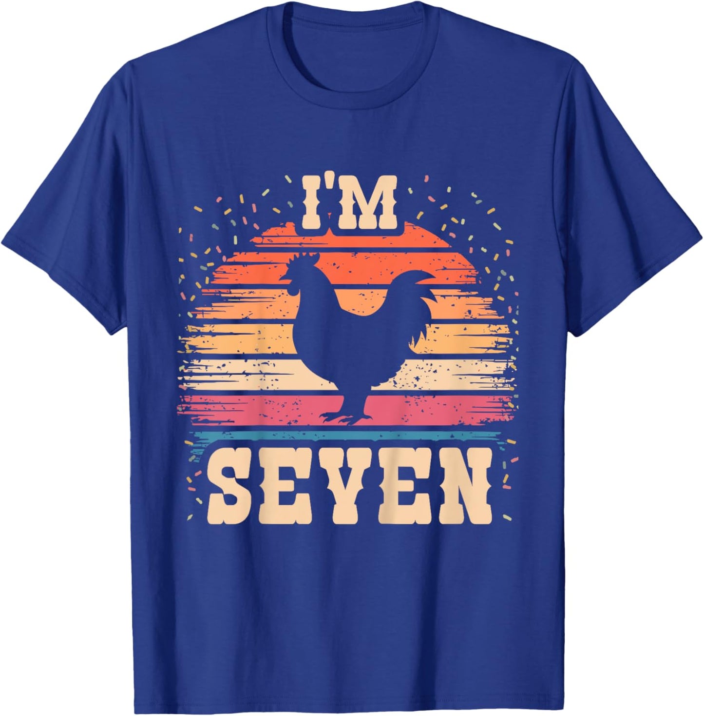 Chicken 7 Year Old Birthday Boy Girl 7th Chicken Birthday T-Shirt - T-Shirt | Royal