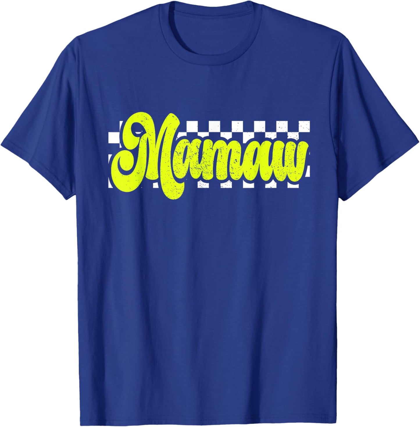 Mamaw Retro Checkered Distressed design T-Shirt - T-Shirt | Royal