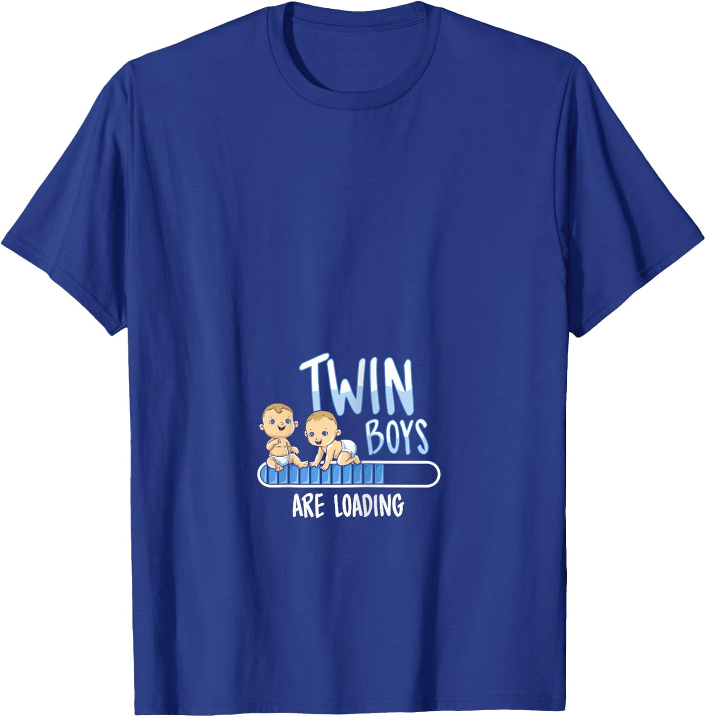 Twin Boys Loading Pregnancy Announcement Shirt Gift T-Shirt - T-Shirt | Royal