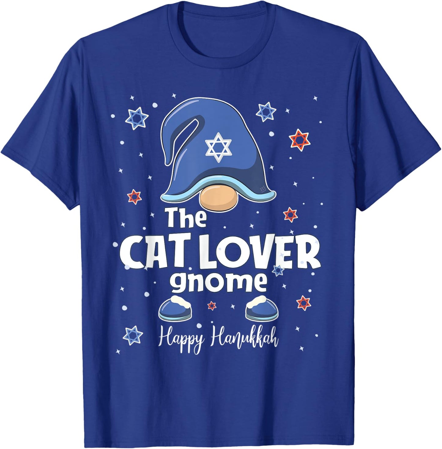 Cat Lover Gnome Funny Hanukkah Family Matching Gift Pajama T-Shirt - T-Shirt | Royal