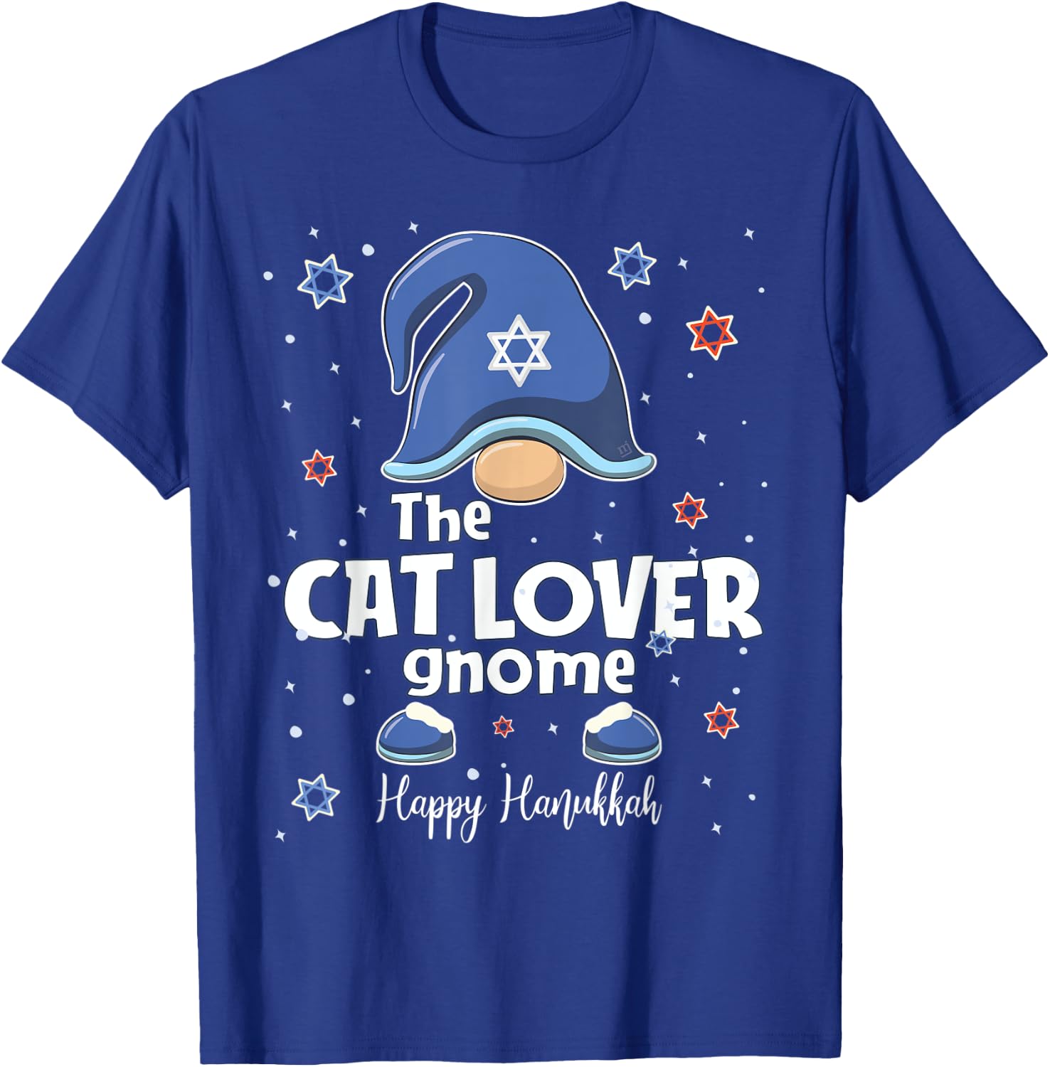 Cat Lover Gnome Funny Hanukkah Family Matching Gift Pajama T-Shirt - T-Shirt | Royal