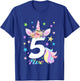 Number 5 (Five) 5th Birthday Unicorn Shirts for Girls T-Shirt - T-Shirt | Royal