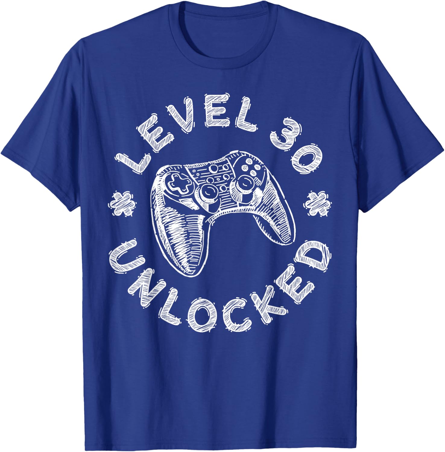 Level 30 Unlocked Shirt Men Women Video Gamer 30th Birthday T-Shirt - T-Shirt | Royal