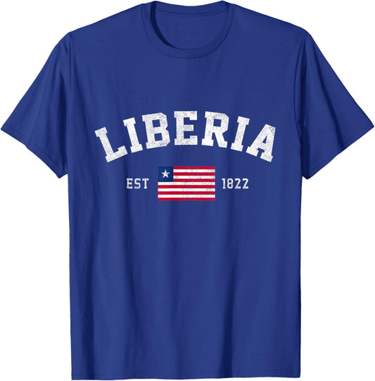 Liberia Est. 1822 Liberian Flag Independence Day T-Shirt - T-Shirt | Royal