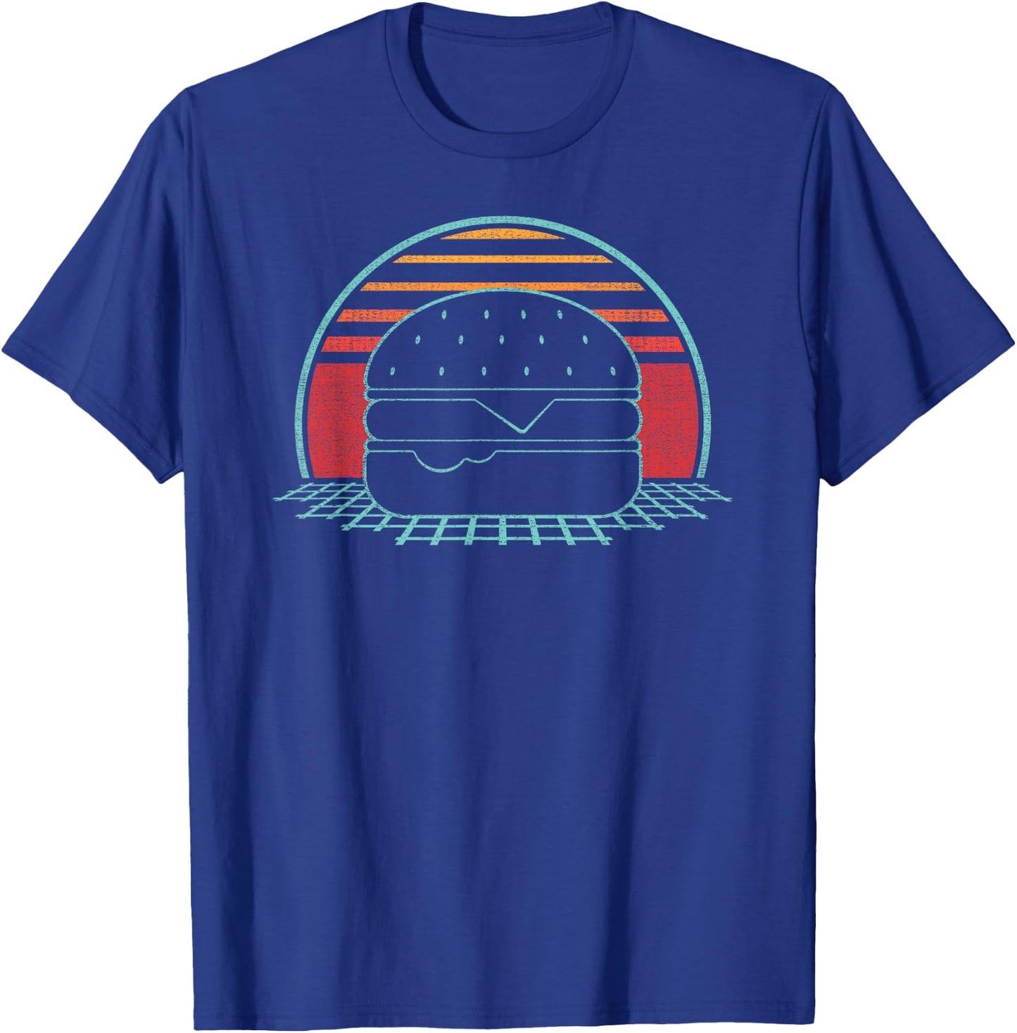 Hamburger Retro Vintage Cheeseburger 80s Gift T-Shirt - T-Shirt | Royal