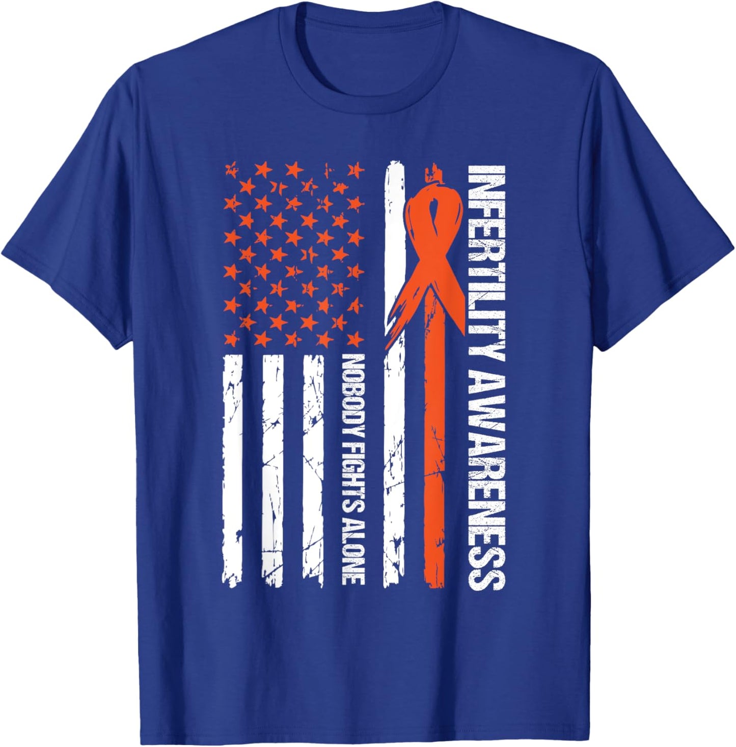 Infertility Awareness Flag Orange Ribbon IVF Transfer Day T-Shirt - T-Shirt | Royal