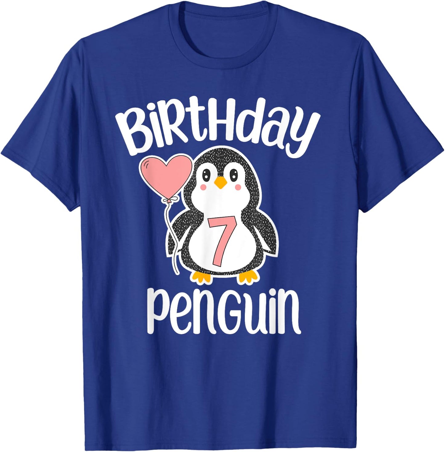 7th Birthday Penguin Shirt - 7 Year Old Birthday T-Shirt - T-Shirt | Royal