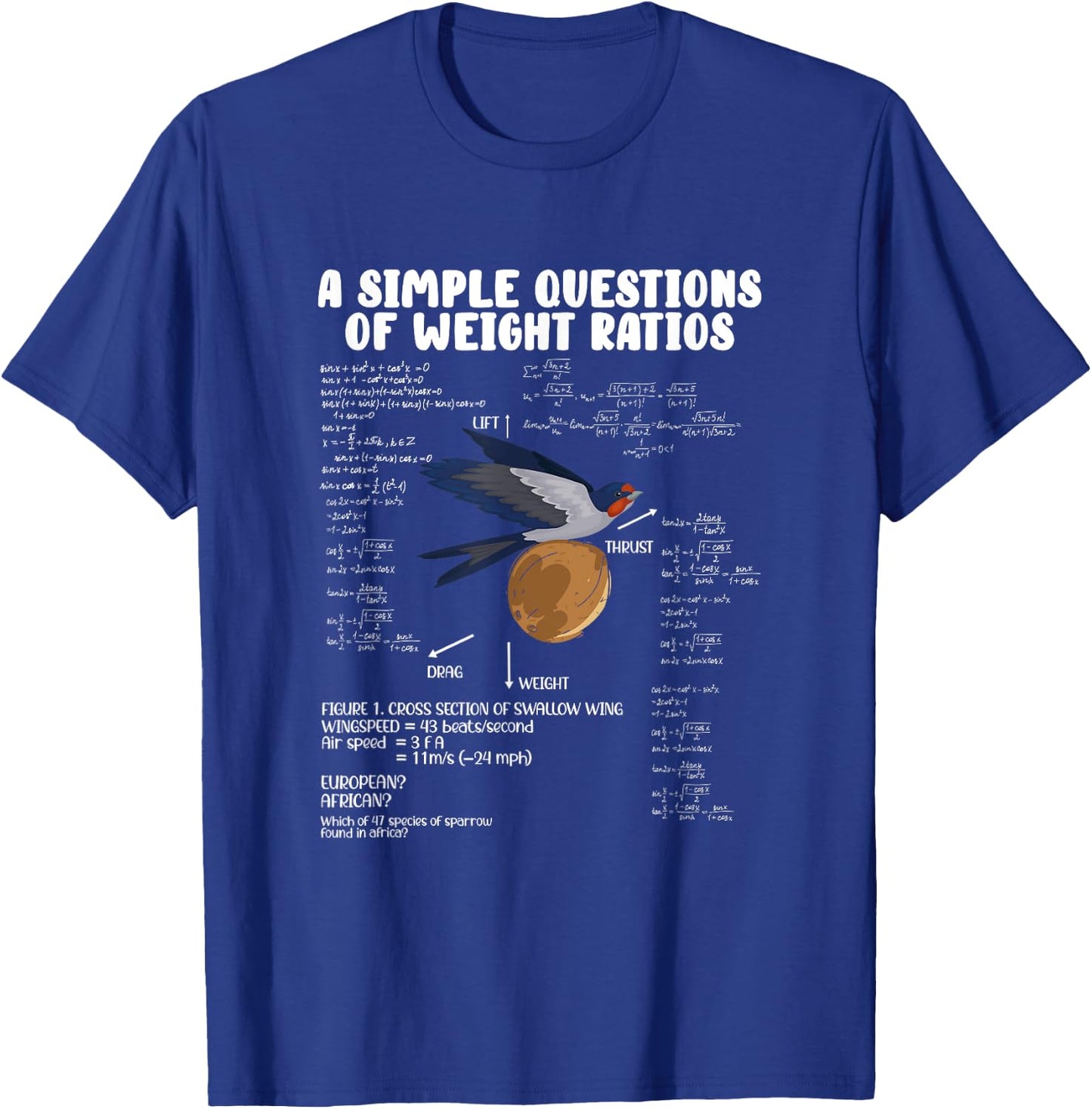 A Simple Question of Weight Ratios Math Teacher Men Women T-Shirt - T-Shirt | Royal