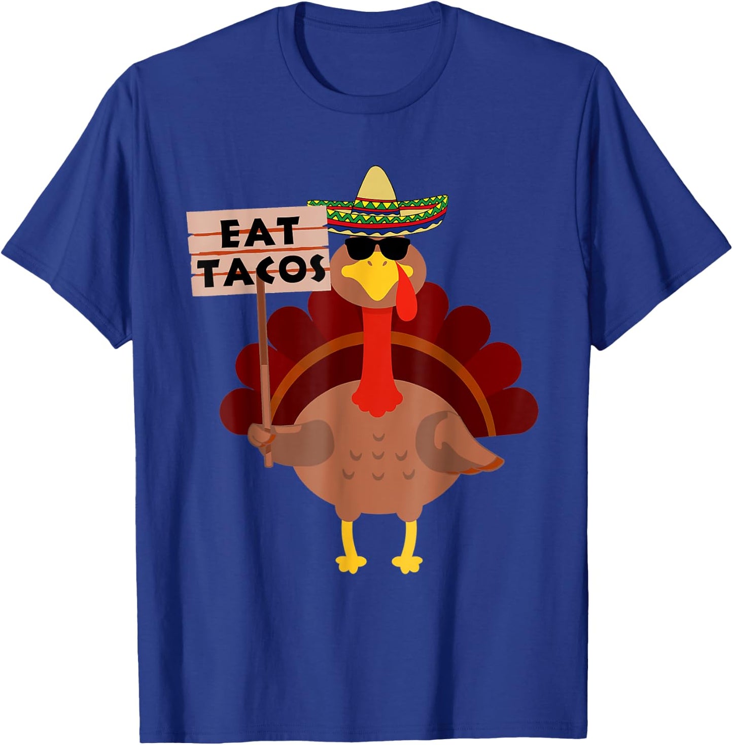 Turkey Eat tacos Adult Vegan Kids Funny Thanksgiving T-Shirt - T-Shirt | Royal