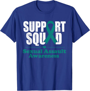 Support Squad Sexual Assault Awareness Month Teal Ribbon T-Shirt - T-Shirt | Royal