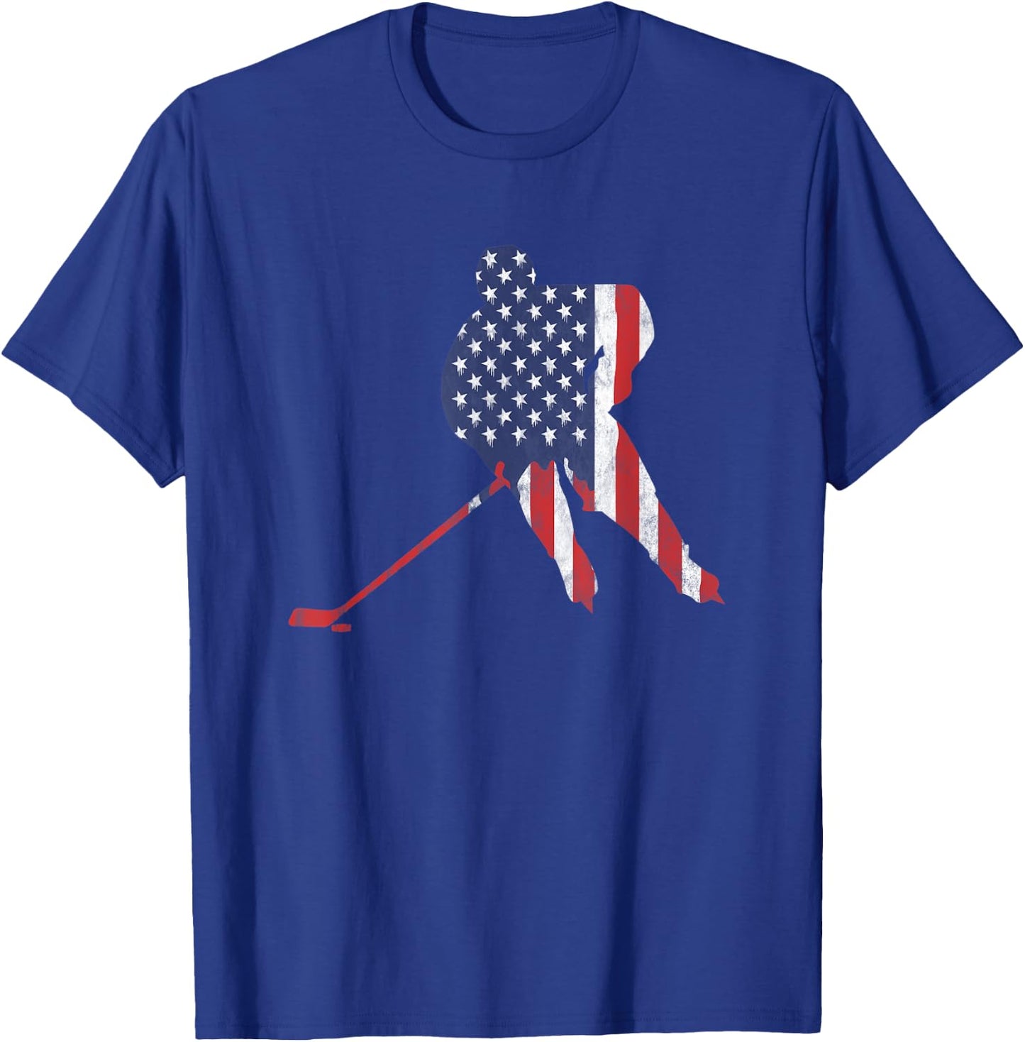 American Flag Ice Hockey US Sports & Puck Wintersport Fans T-Shirt - T-Shirt | Royal