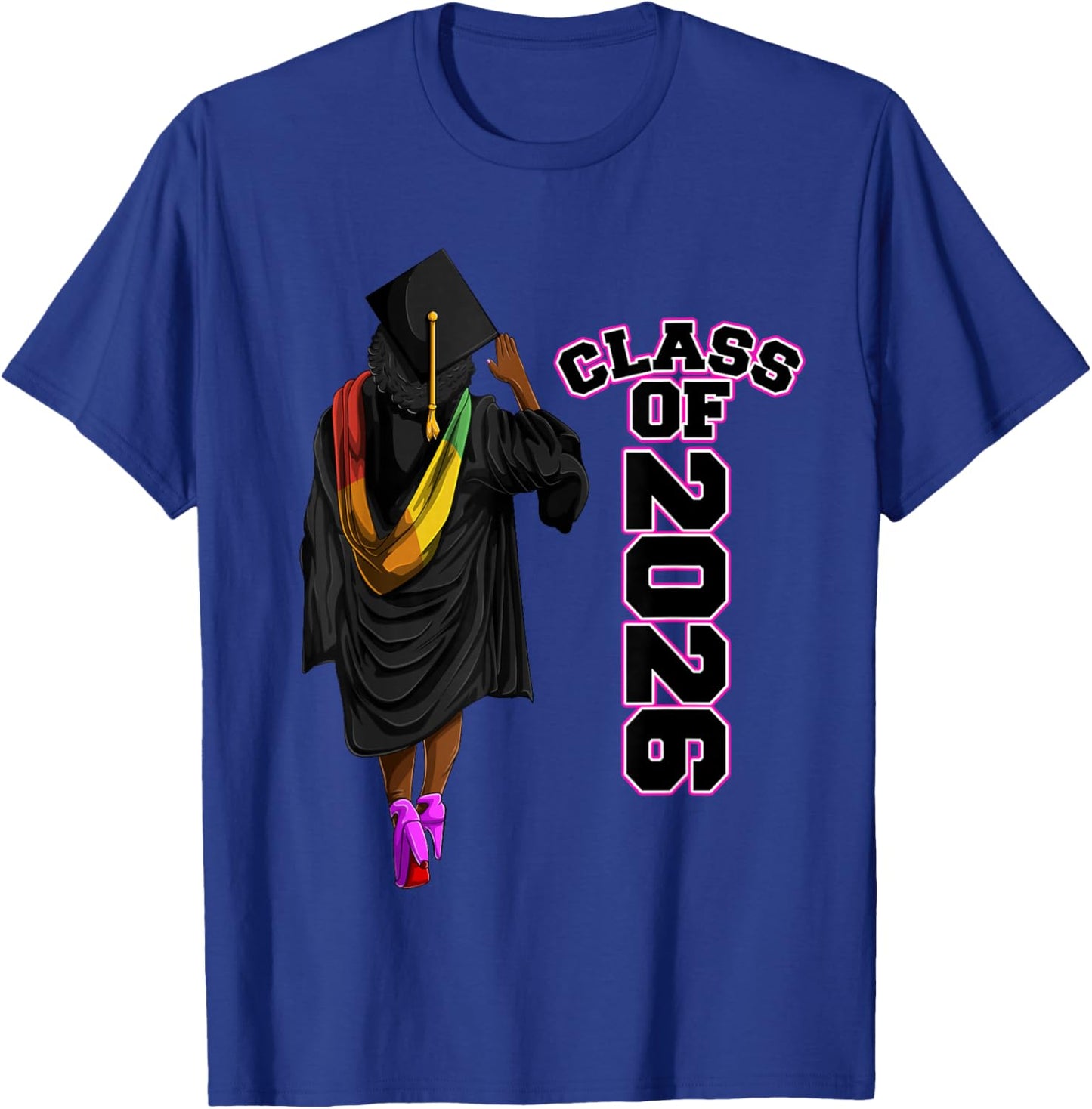 Cool Class Of 2026, African American Graduate Girls & Women T-Shirt - T-Shirt | Royal