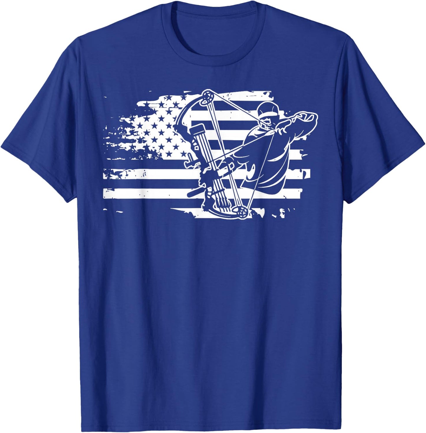 Compound Bow Hunting Equipment Retro American Flag He T-Shirt - T-Shirt | Royal