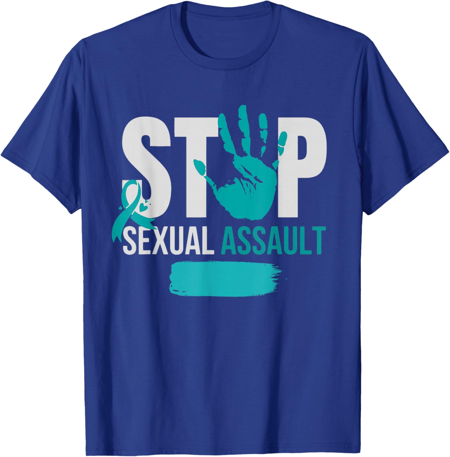 Stop Sexual Assault Awareness Month Support Teal Ribbon T-Shirt - T-Shirt | Royal