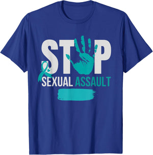 Stop Sexual Assault Awareness Month Support Teal Ribbon T-Shirt - T-Shirt | Royal