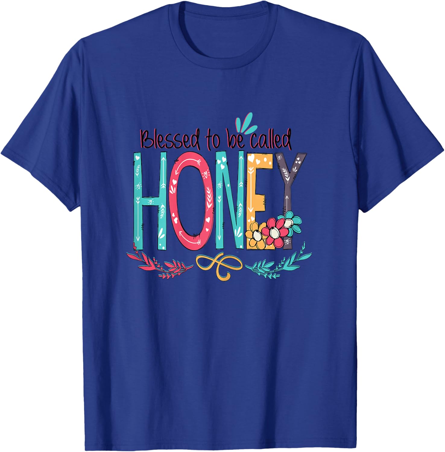 Blessed to be called Honey Colorful Gifts Grandma Tea T-Shirt - T-Shirt | Royal