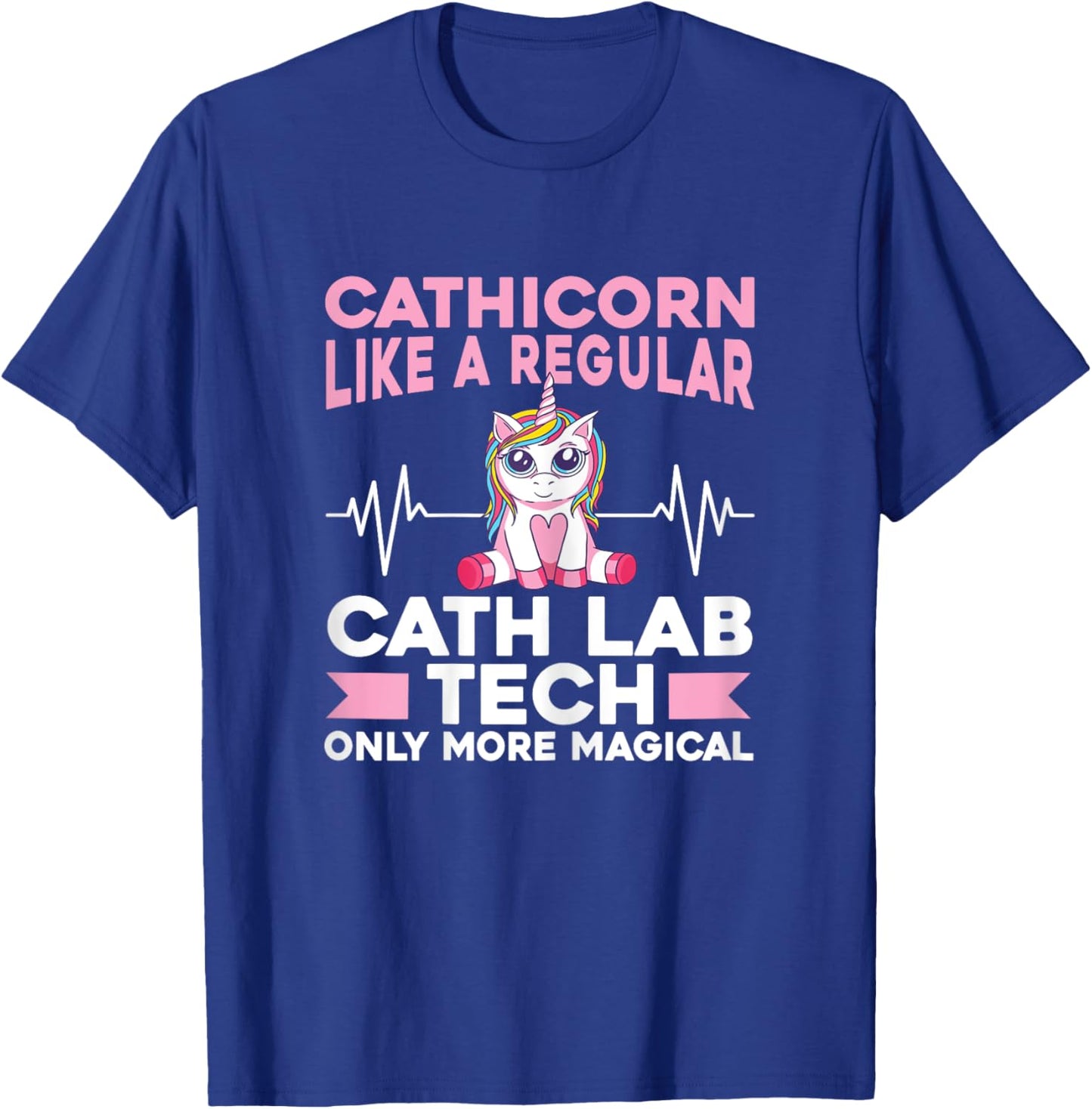 Cath Lab Nurse Heartbeat Technician Women Cath Lab Tech T-Shirt - T-Shirt | Royal