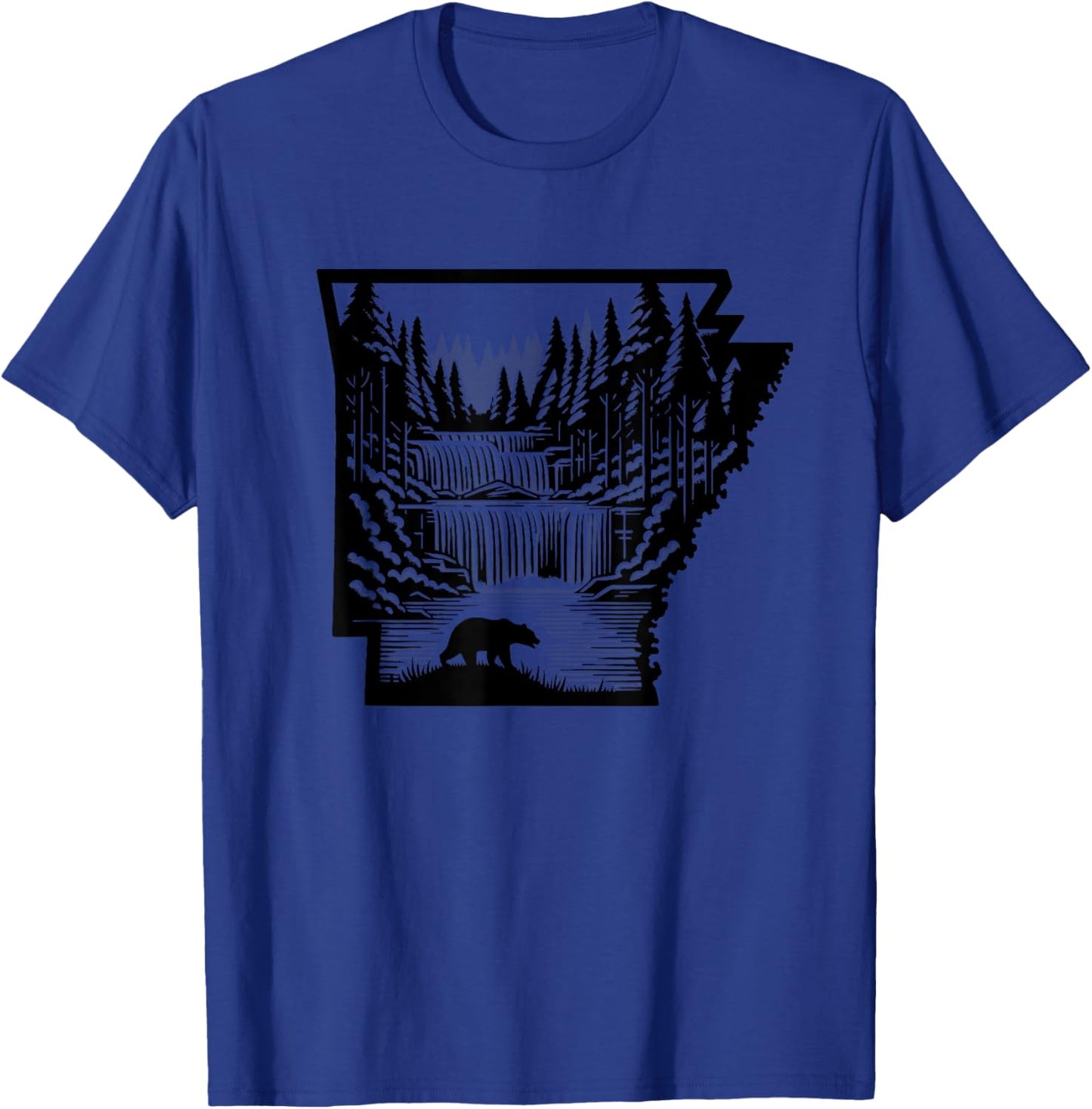 Arkansas map and landscape, hunting, fishing, outdoor lover T-Shirt - T-Shirt | Royal